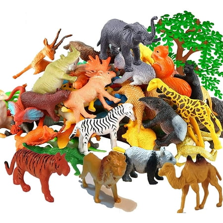 53 Piece Animal Figure Set - Educational Zoo Animals and Jungle Animals for Kids, Children, Toddlers
