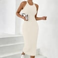 thumbnail image 2 of HBBIKVI Ribbed Bodycon Midi Dress for Women Summer Sleeveless Halter Dress with Stretchy Knit Fabric and Flattering Fit for Daily Comfort, 2 of 7