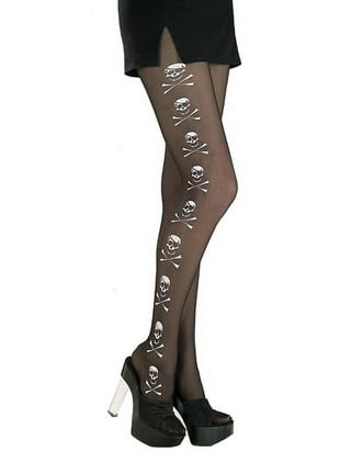 Skull Print Opaque Tights by Music Legs