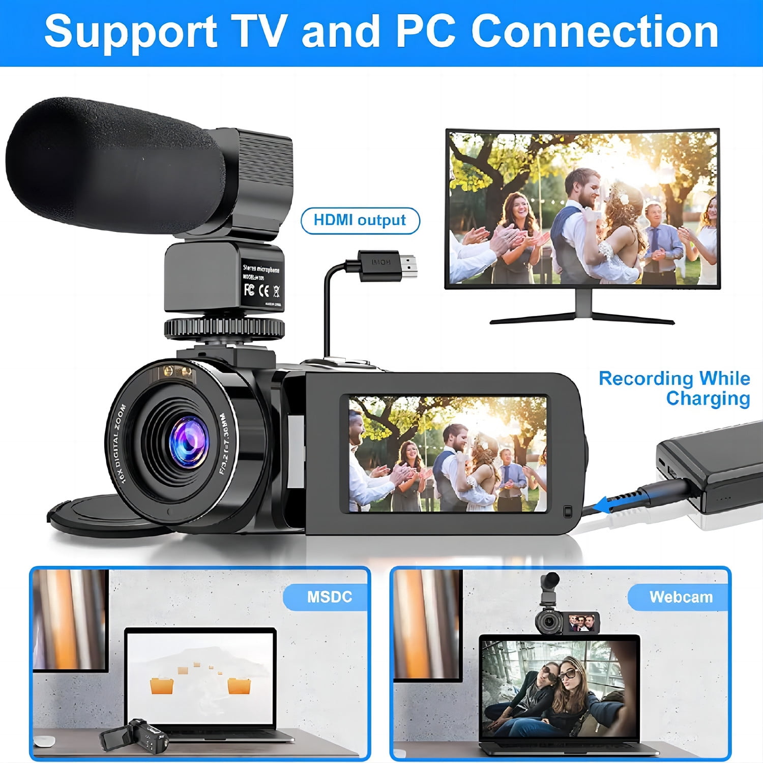 Digital Video Camera Camcorder UHD 30FPS 36MP IR Night Vision 2.7K Vlogging Camera Recorder for Youtube