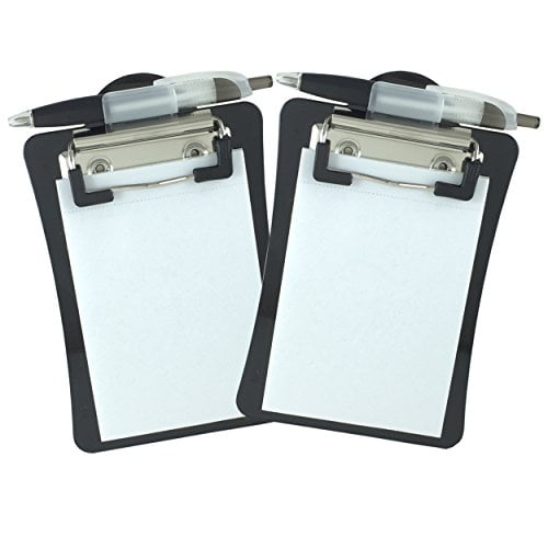 Clipco Mini Presse-Papiers avec Dos Magnétique Inclut Bloc-Notes et Stylo (Lot de 2) (Noir)
