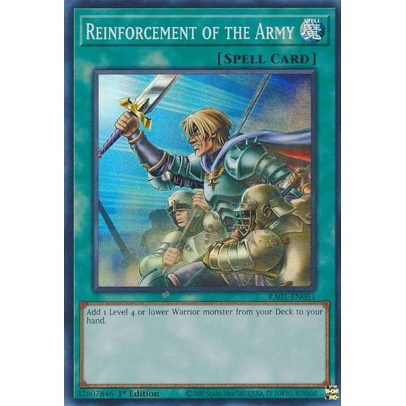 YuGiOh 25th Anniversary Rarity Collection Platinum Secret Rare Reinforcement of the Army RA01-EN051
