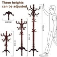 thumbnail image 4 of Solid Wood Coat rack stand, Heavy duty Coat Tree with 14 Hooks, Adjustable Height standing coat rack for Entryway, Hallway, Bedroom, Bags, Hats, 4 of 7