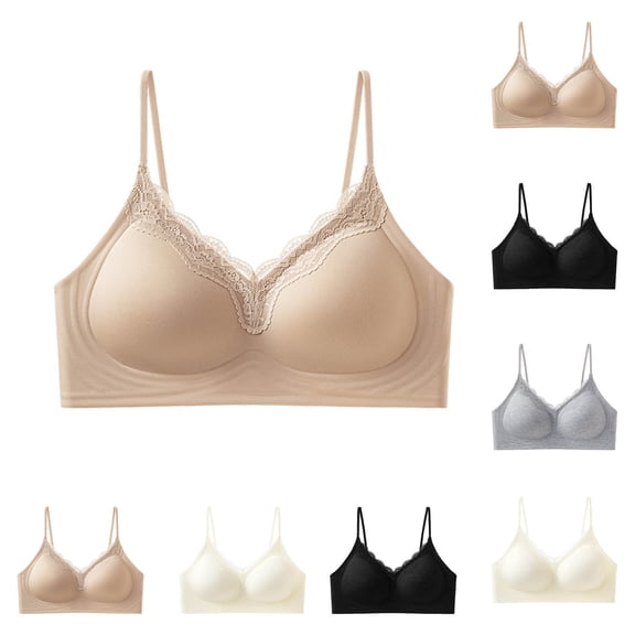 Women's Wire Free Bra, Full Coverage Underarm Smoothing Push-Up Underwear, Thin Straps Design, Comfort Bralette | VerBelle,Black L