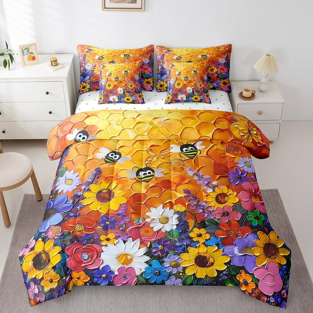 YST Ensemble de Literie 7 Pcs Tournesol Coloré Faune, Taille Très Grand