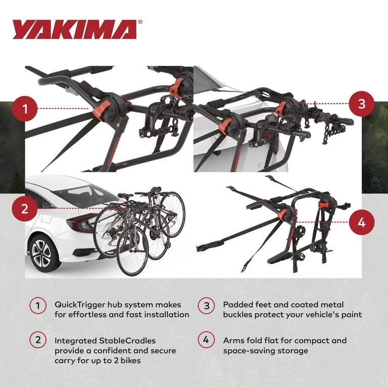 Yakima HangOut Car Trunk Compact Foldable 2 Bicycle Mount Rack
