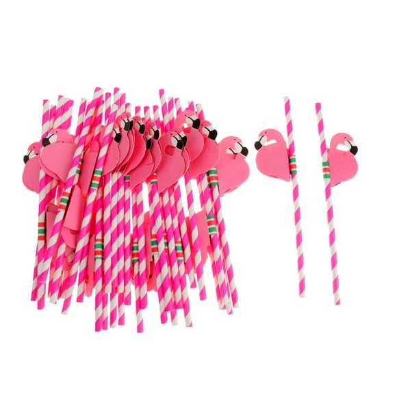 Paquete de 25 uds. De a rayas de flamencos hawaianos en Tropical, de Barware Colco Paja de papel