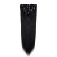 thumbnail image 1 of SAYFUT Soft Human Hair Extensions 20" Long Straight 18 Clips 8 Pieces Thick Full Head Clip dark brown For Women Ladies Cosplay, 1 of 7