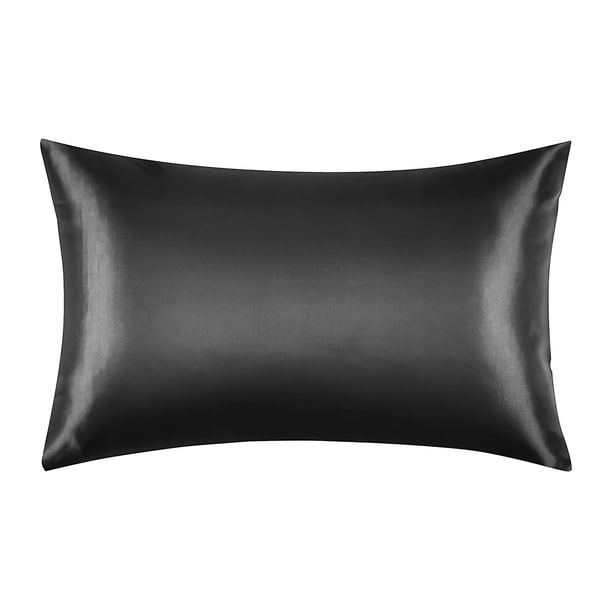 1 funda de almohada de satén de seda para el hogar suave para el cabello y la piel funda de almohada CACAGOO Negro/20in * 54in