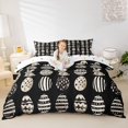 thumbnail image 2 of Erosebridal Cartoon Rabbit Eggs Kid Duvet Cover Set, Happy Easter Bedding Full, Black, 3-Piece, No Comforter, 2 of 5