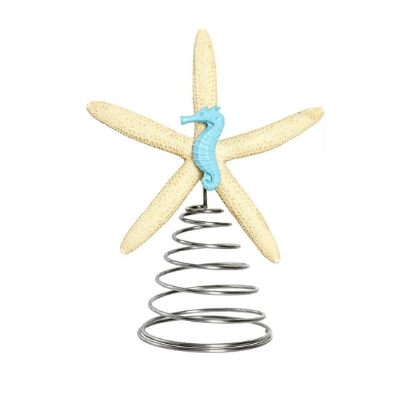 Christmas Tree Top Festive Atmosphere Ornaments, Resin Starfish With Iron Spring Base Craft Ornament Xmas Tree Decoration