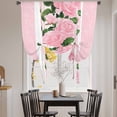 thumbnail image 3 of Pink Roses Tie Up Curtains for Windows, Adjustable Balloon Window Shades, Valentine's Day Romantic Flowers Green Leaf Stripes Kitchen Window Treatments Farmhouse Short Curtains 42"x45", 3 of 8