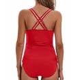 thumbnail image 4 of MSJUHEG Ribbed One Piece Swimsuits for Women,Cross Back,Monokini Swimsuits for Women,Push Up Bathing Suits for Women,High Cut Swimsuit,Strapless Swimsuits for Women, Red L, 4 of 5