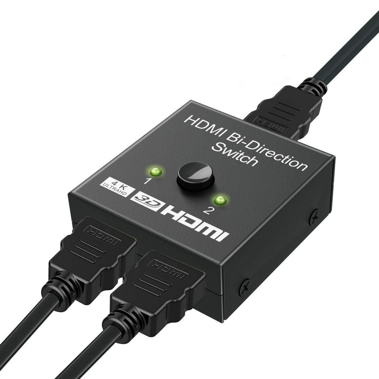HDMI Switch 4K HDMI Splitter- Aluminum Bi-Directional HDMI Switcher 2 Input  1 Output, HDMI Switch Splitter 2 x 1/1 x 2, Support 4K 3D 1080P for Xbox
