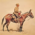 thumbnail image 2 of Remington, Frederic 26x26 Black Ornate Wood Framed with Double Matting Museum Art Print Titled - A Packer, 2 of 4