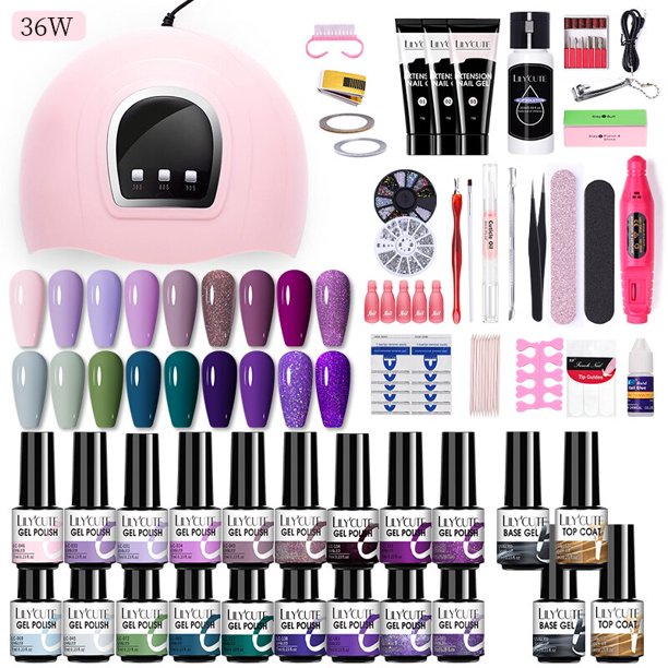LILYCUTE para extensiones de uñas conjunto de esmalte de uñas de Gel extensión rápida con lámpara de uñas secador de uñas máquina de taladro de uñas Kits de herramientas de uñas zhangmengya LED