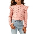 thumbnail image 4 of Bovxnpu Girls Long Sleeve Shirts Undershirts Girls Heart Print Long Sleeve Floral Base Layer Pullover Top Outfits, 4 of 5