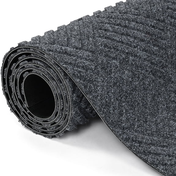 WANLISELL 3 x 10ft Commercial Carpet, Non-Slip Brush Step Entrance Stripe Mat, Indoor Outdoor Hallway Runner Rug, Grey