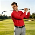 thumbnail image 6 of Long Sleeve Polo Shirts for Men Relaxed Fit Dress Button Golf Shirt With Pocket, XL, 6 of 8