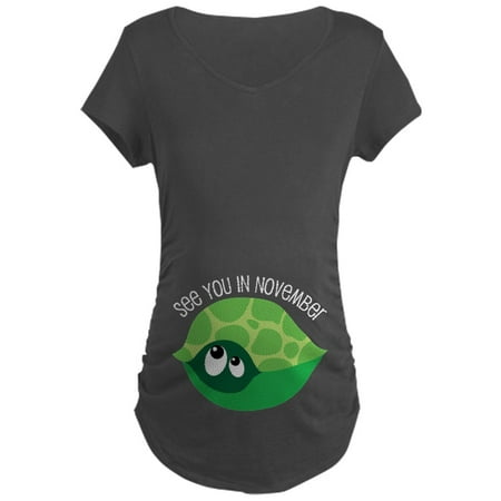

CafePress - November Due Date Belly Print Turtle Maternity Dar - Maternity Dark T-Shirt