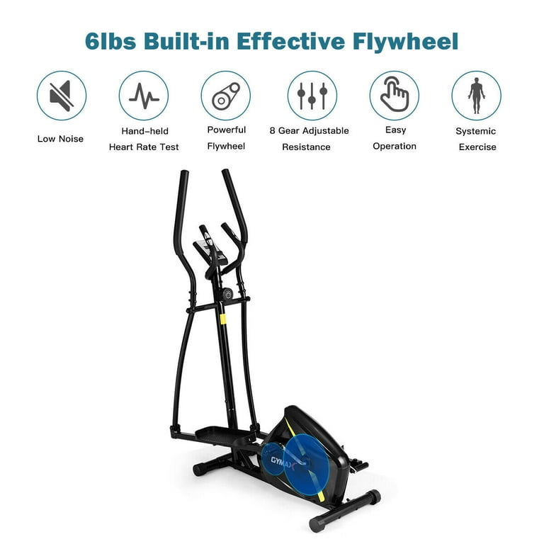 Gymax Magnetic Elliptical Machine Trainer Smooth Quiet Driven for Home Gym Exercise