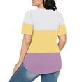 thumbnail image 4 of Weiqiqre Women's Summer Tops Loose Color Block Printed Tops Fashion Round Neck Short Sleeve Womens New Arrival Blouses, 4 of 5