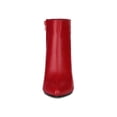 thumbnail image 6 of BLISSFUL STEP Women Pointed Toe Side Zip Block Heeled Ankle Boots Red 7, 6 of 6