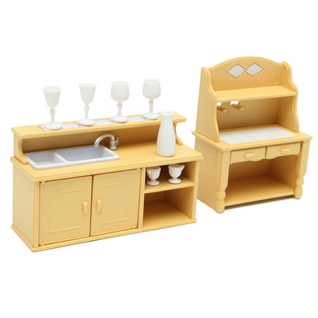 Room Furniture Kit Dollhouses & Play Sets Baby Doll Accessories Kitchen Cabinets Set For Sylvanian Families Calico Critters
