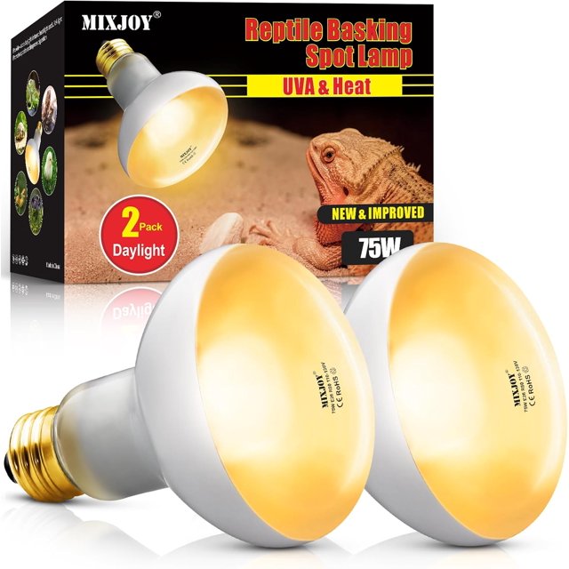 czcpp-75W Ampoules de Lampe Chauffante pour Reptiles, Lot de 2 Ampoules Chauffantes pour Reptiles Ampoules de Pâtisserie Lumière du Jour UVA Amphibiens Lampe Chauffante Émetteur pour Lézard, Tortue, Dragon Barbu Gecko, Poulet
