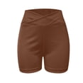 thumbnail image 5 of BOOMILK Yoga Shorts for Women V Cross Waist Workout Butt Lifting High Waisted Biker Brown, 5 of 5