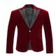 thumbnail image 5 of Chaqueta de traje informal de moda de terciopelo burdeos para otoño e invierno para hombre, para boda, novio, cantante, 5 of 5