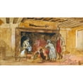 thumbnail image 2 of Charles-Olivier de Penne 24x16 Black Ornate Framed Double Matted Museum Art Print Titled: Soldiers Warming by a Fire, 2 of 5