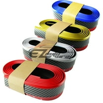 EZAUTOWRAP Universal Carbon Fiber Silver / Black 8ft PU Rubber Front Bumper Lip Splitter Spoiler Chin Body Kit Facia Chin