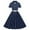 Navy, variant on DeHolifer Dresses for Women 1950s Vintage Retro V-Neck Short Sleeve Tie Midi Dress Cocktail Party Evening Prom Gown Dresses Red L