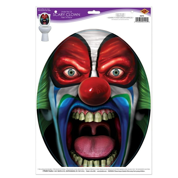 Beistle Scary Clown Peel N Place Halloween Decorations - 17" - Pack of 12