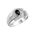 thumbnail image 3 of RYLOS Mens Rings 14K White Gold Ring 6X4MM Oval Shape Gemstone & Diamond Ring Black Star Sapphire March Birthstone Rings For Man Gold Rings Size 12, 3 of 7