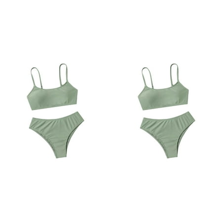 Rinsvye 2 Pcs Girl s Two Piece Swimsuit Girls Suit Sport High Waist Bikini Girls Swimsuit Size 14 Set Bathing Suit Kids Skirt Suit Girls Bathing Suits Thin Straps