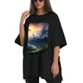 thumbnail image 4 of Plus Size Shirt for Women Black Tops for Women Short Sleeves Shirt for Women Mountainous (20) T Shirt Crewneck Shirt for Women 5XL, 4 of 5