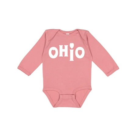 

Inktastic Ohio Hearts White Text Gift Baby Boy or Baby Girl Long Sleeve Bodysuit