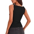 thumbnail image 6 of VBVC Women's Twisted Knot Shoulder Tank Top, Ladies' Asymmetric Hem Sleeveless Blouse, Casual Ruched Side Slim Fit Camisole For Women,Black,S-2XL, 6 of 7