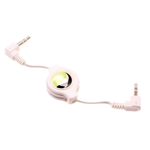 Retractable Aux Cable 3.5mm Adapter Car Stereo Aux-in Audio Cord Speaker Jack Wire White D2K for TCL 20S, Signa, Flip Pro, 20 SE Pro 5G, A30 (A3), 4X 5G - UniHertz Titan - Wiko Ride 2