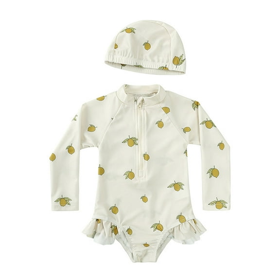 Hifoo Kids Girls Swimwear Summer Beach Adorable Long Sleeve Bathing Suit For Girls Pool Family Vacations Lovely Toddler Swim Wear