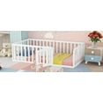 thumbnail image 3 of Twin Floor Bed for Children, Durable Montessori Floor Bed with Safety Fence & Small Door, Wood Floor Bed Frame for Girls Boys and Teens, White (No Bed Slats), 3 of 7