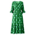 thumbnail image 5 of Dolkfu Keyhole Neck Dresses for Women Dressy Casual Green 3/4 Sleeve Waist Cinched Long-Length Fit & Flare Dresses Polka Dot Vacation Green,M, 5 of 5