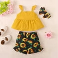 thumbnail image 3 of GYRATEDREAM 2Pcs Baby Girls Ruffle Straps Toddler Bowknot Top + Ruffle Flower Shorts Outfits Sets 6 Months-4 Years, 3 of 6