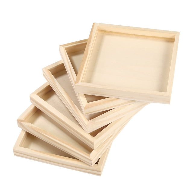 5pcs Blocks Puzzle Wood Tray Square Wooden Serving Platter Blocks