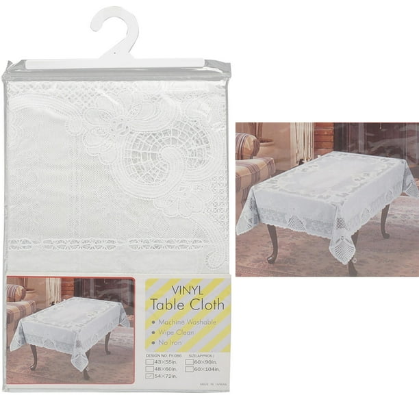 Vinyl White Lace Tablecloth 54" X 72" Design Table Cover Rectangle Wipe