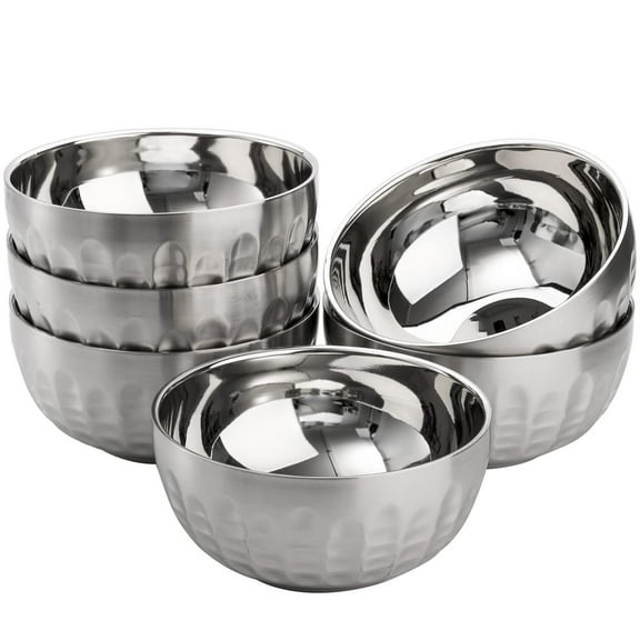 6 Pack Stainless Steel Cereal Bowls, 28oz Double-Walled Insulated Bowl, Non-slip Serving Bowls for Mixing, Salad, Soup, Dinner, Dessert