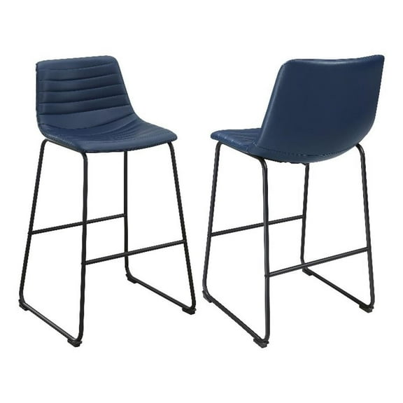 Zuni Faux Leather Upholstered Bar Chair Blue (Set of 2)