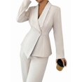 thumbnail image 2 of Women'S Elegant 2-Piece Outfit, Long Sleeve Blazer & Straight-Leg Pants Set White L, 2 of 8
